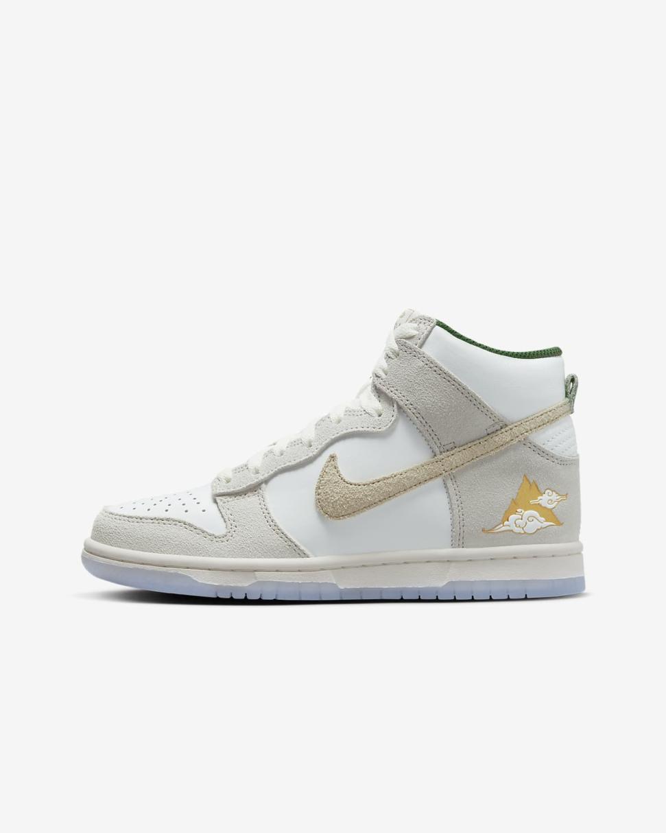 Nike Dunk High Summit White/Light Bone/Evergreen/Desert Ore | Kids Nike Dunks & Blazers