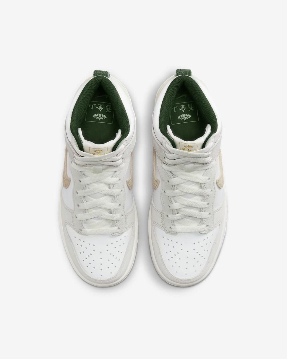 Nike Dunk High Summit White/Light Bone/Evergreen/Desert Ore | Kids Nike Dunks & Blazers