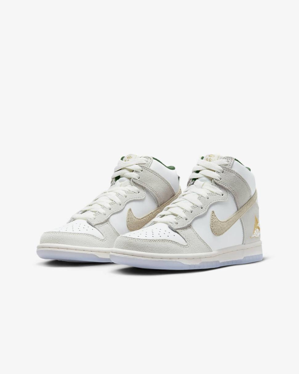 Nike Dunk High Summit White/Light Bone/Evergreen/Desert Ore | Kids Nike Dunks & Blazers