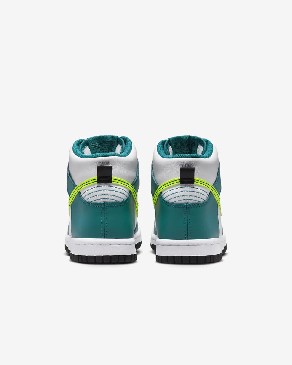 Nike Dunk High White/Bright Spruce/Black/Volt | Kids Nike Dunks & Blazers