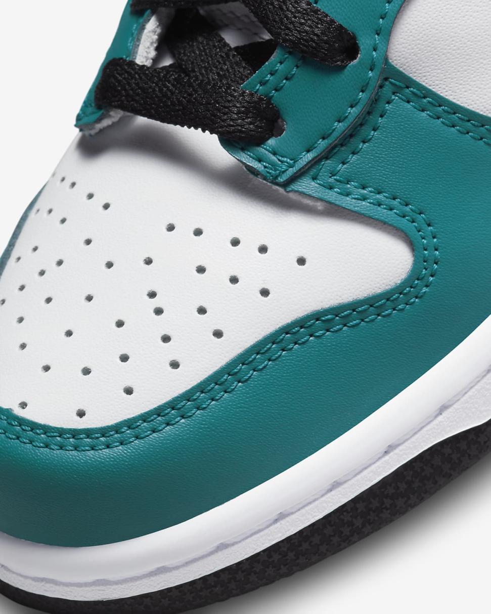 Nike Dunk High White/Bright Spruce/Black/Volt | Kids Nike Dunks & Blazers