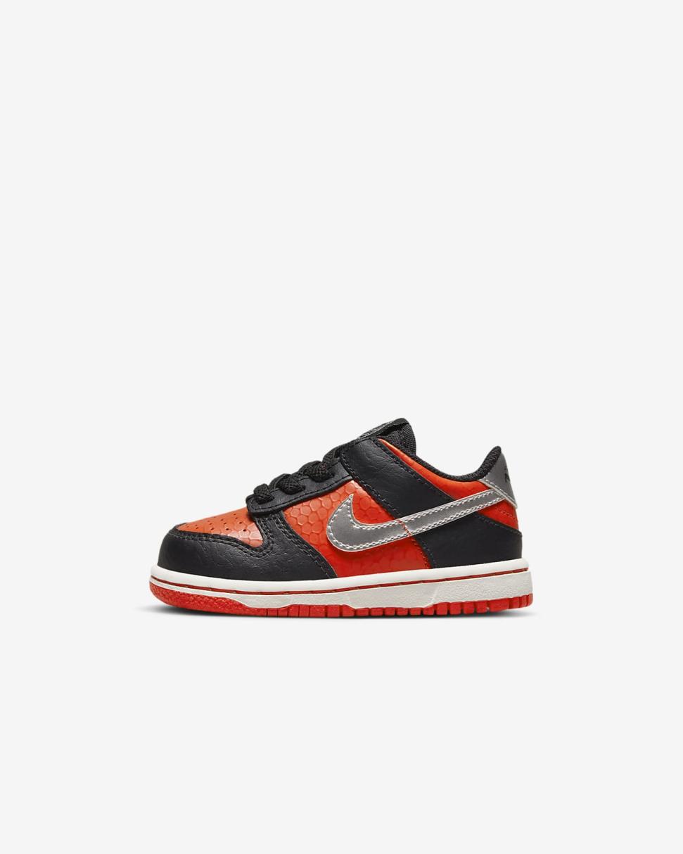 Nike Dunk Low Black/Picante Red/Summit White/Metallic Silver | Kids Nike Dunks & Blazers