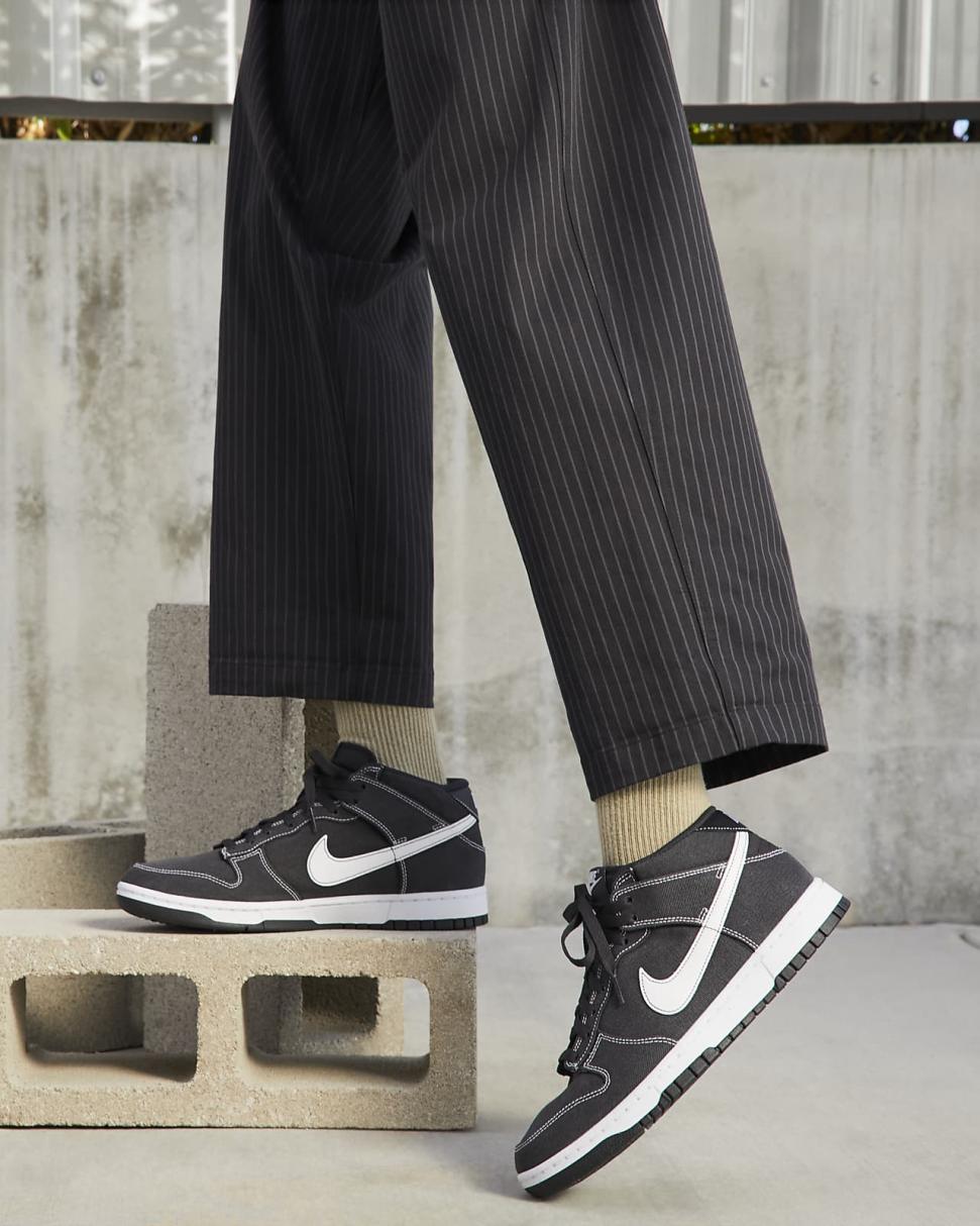 Nike Dunk Mid Off Noir/Off Noir/White/White | Mens Nike Lifestyle