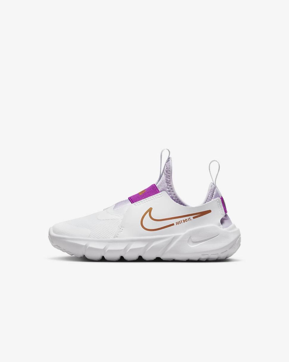 Nike Flex Runner 2 White/Violet Frost/Vivid Purple/Metallic Copper | Kids Nike First Day Kicks