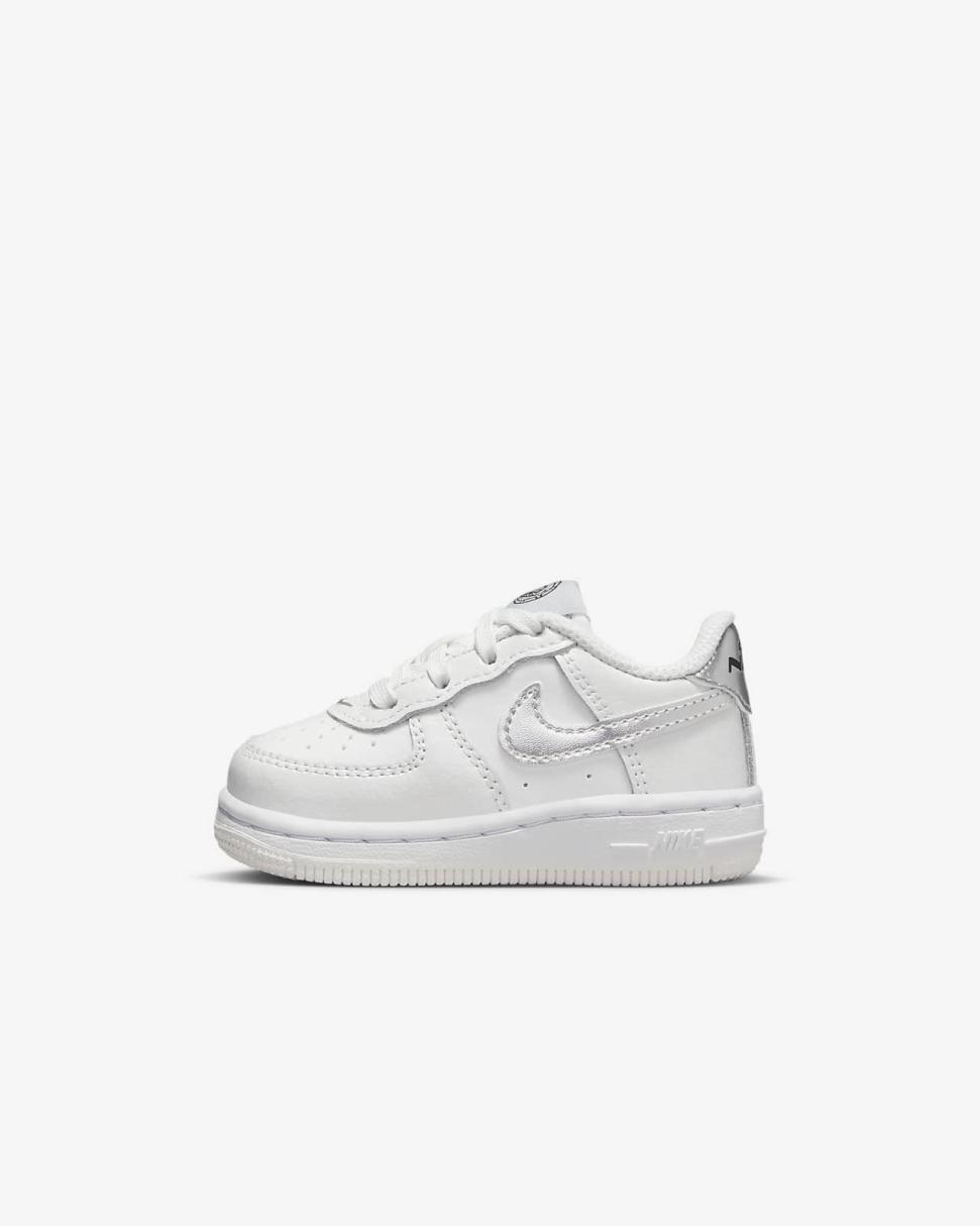 Nike Force 1 Low SE Summit White/White/Wolf Grey/Metallic Silver | Kids Nike Air Force 1