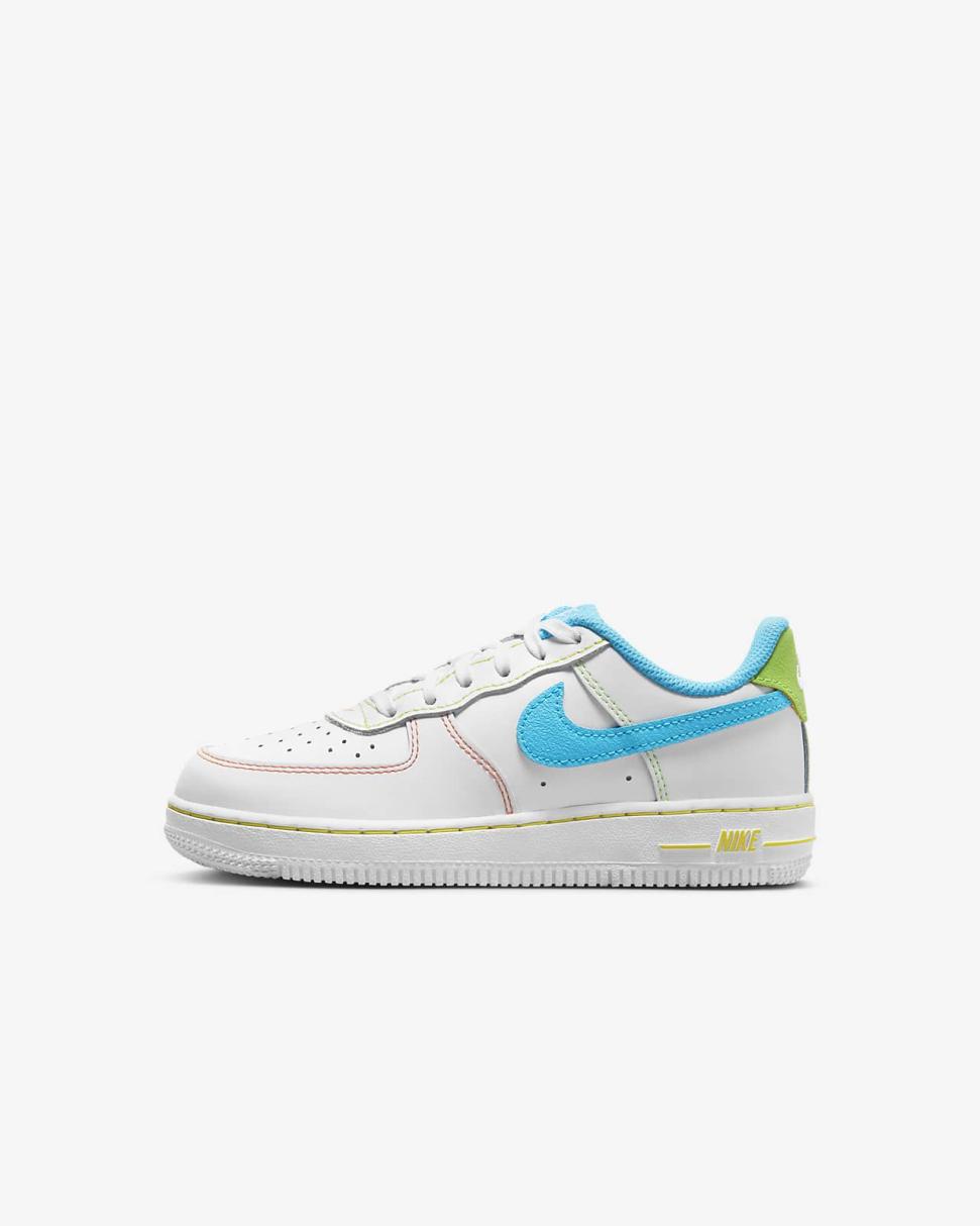 Nike Force 1 LV8 White/Action Green/Opti Yellow/Baltic Blue | Kids Nike Air Force 1