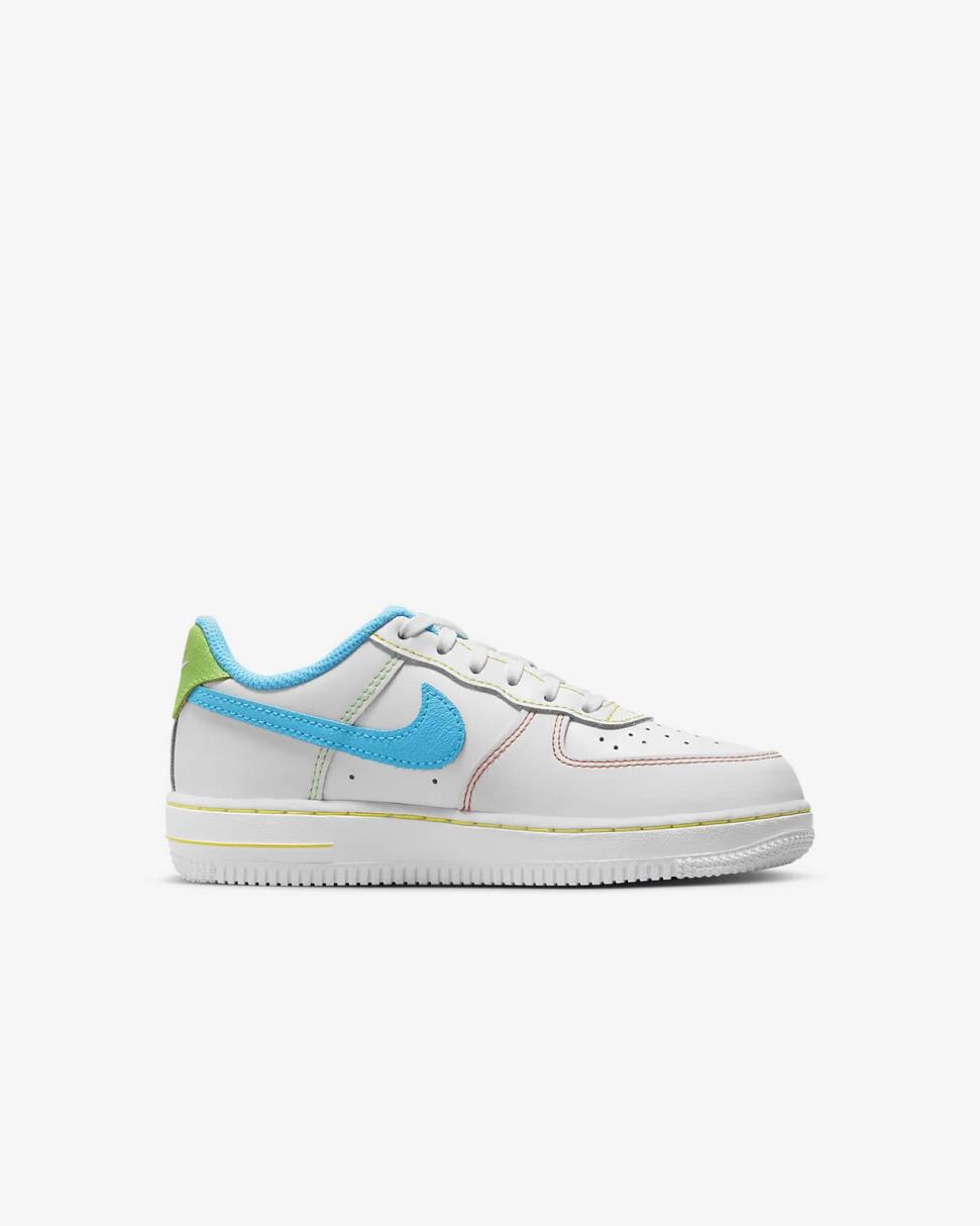 Nike Force 1 LV8 White/Action Green/Opti Yellow/Baltic Blue | Kids Nike Air Force 1
