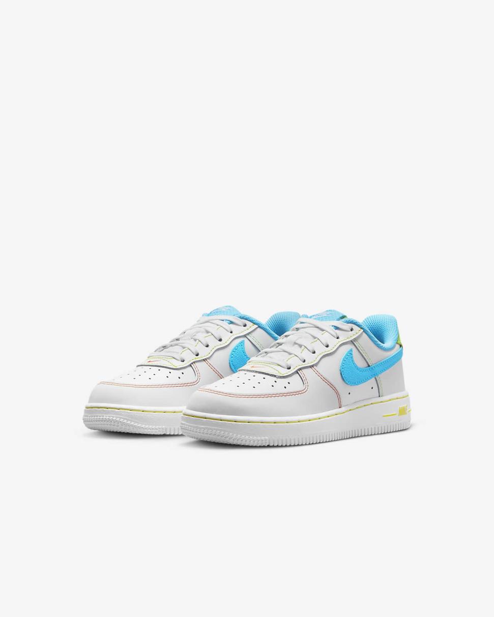 Nike Force 1 LV8 White/Action Green/Opti Yellow/Baltic Blue | Kids Nike Air Force 1