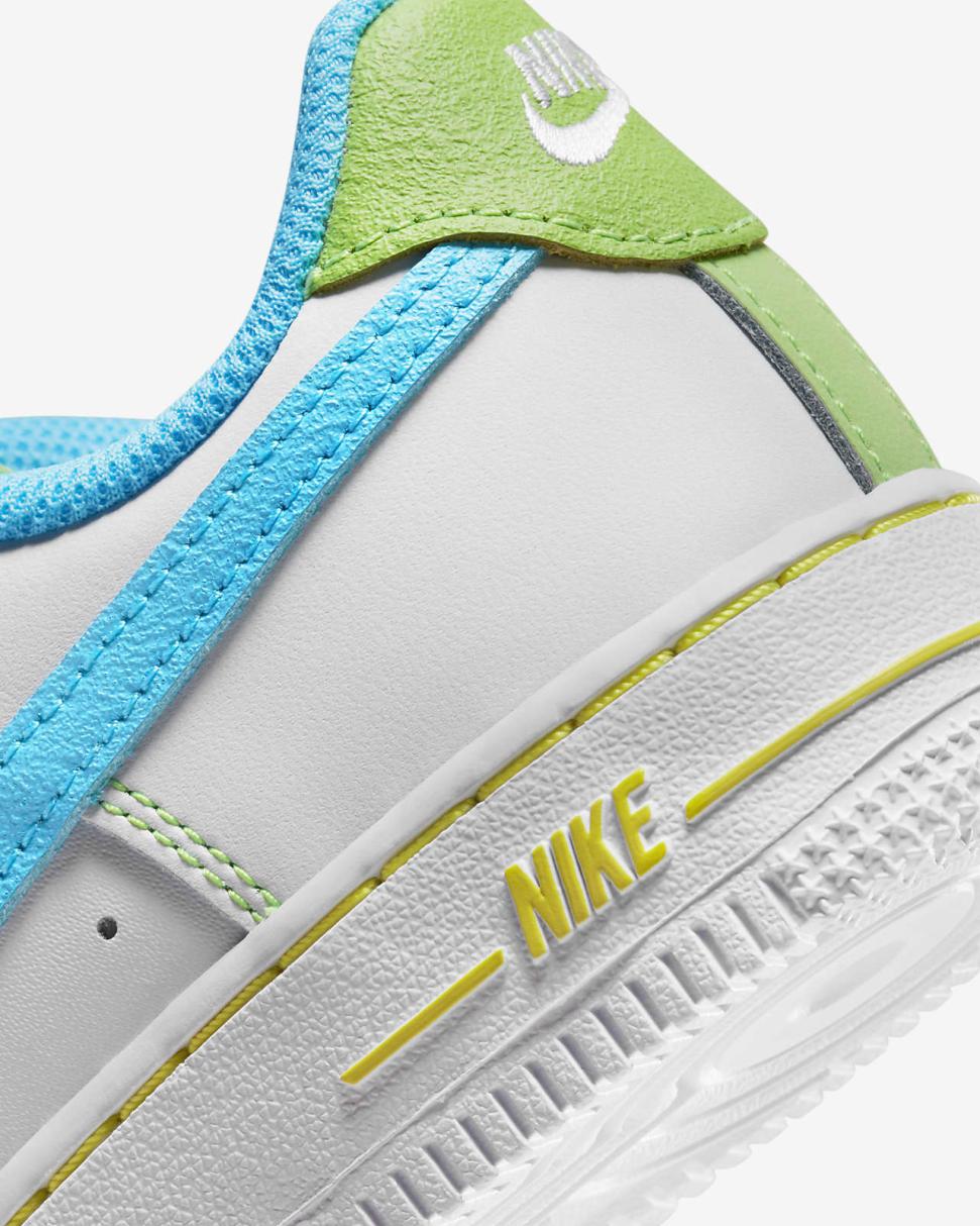 Nike Force 1 LV8 White/Action Green/Opti Yellow/Baltic Blue | Kids Nike Air Force 1