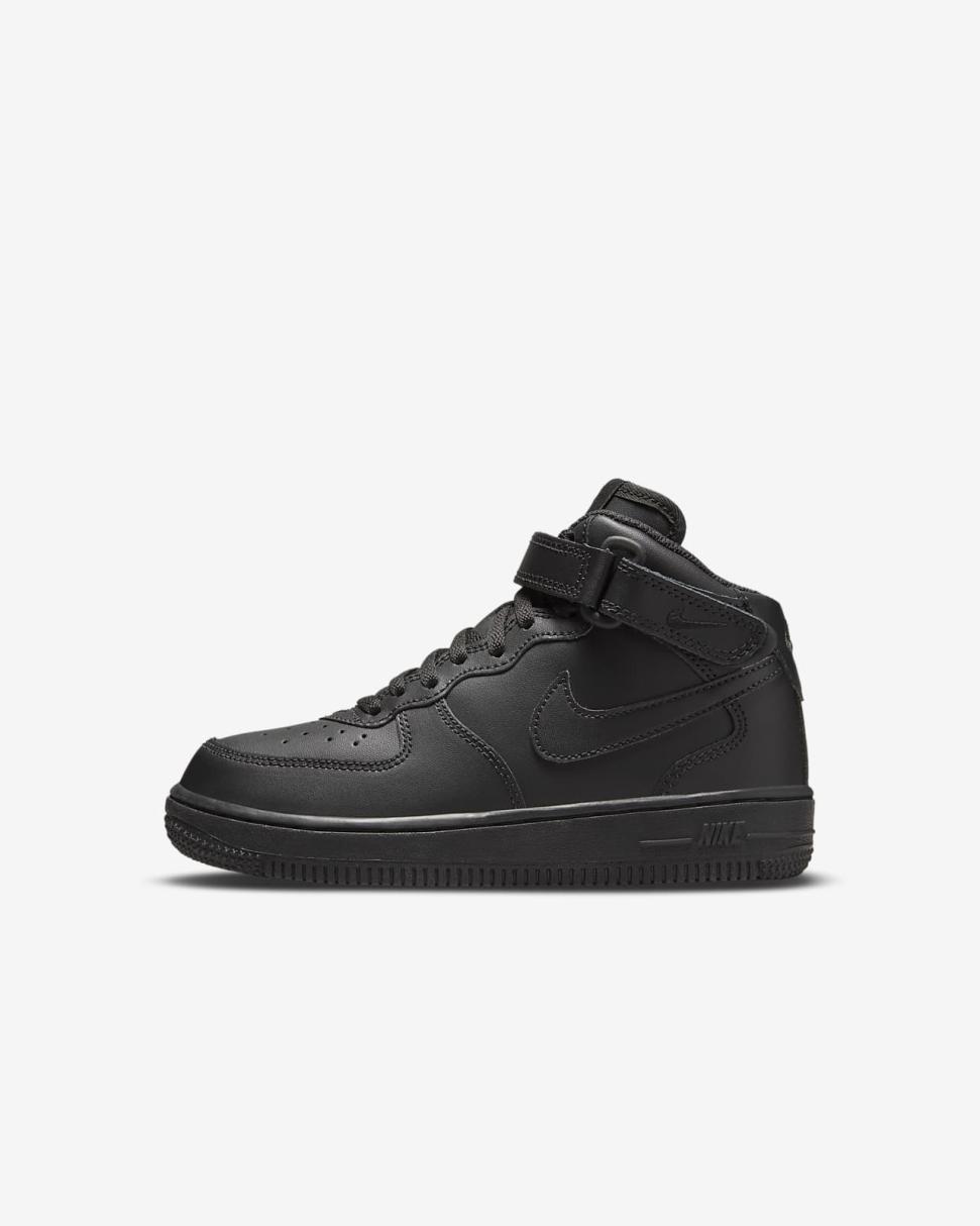 Nike Force 1 Mid LE Black/Black | Kids Nike Air Force 1