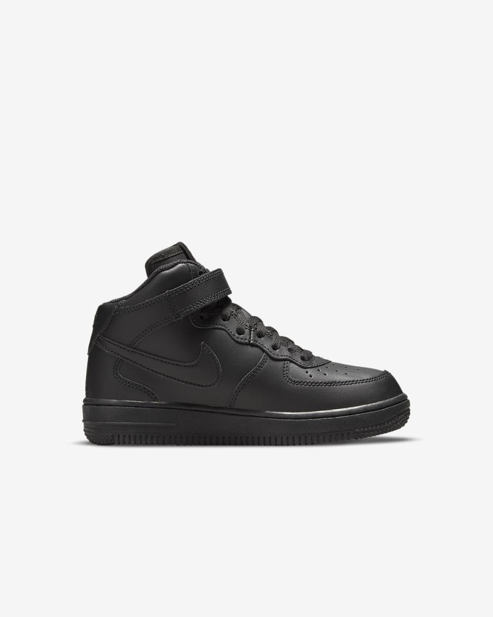 Nike Force 1 Mid LE Black/Black | Kids Nike Air Force 1