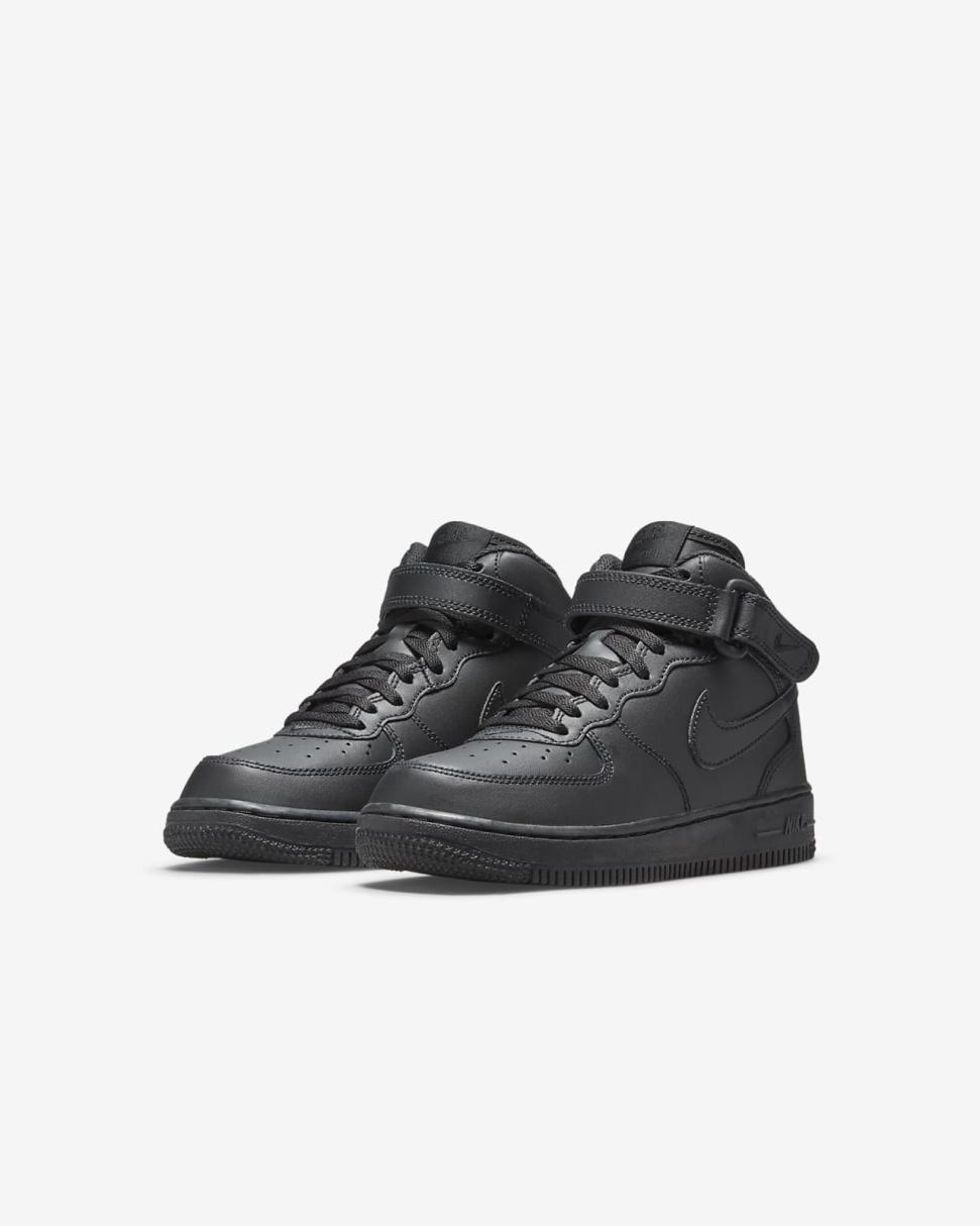 Nike Force 1 Mid LE Black/Black | Kids Nike Air Force 1