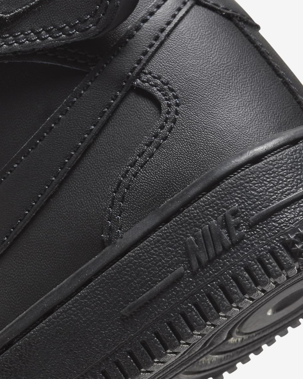 Nike Force 1 Mid LE Black/Black | Kids Nike Air Force 1