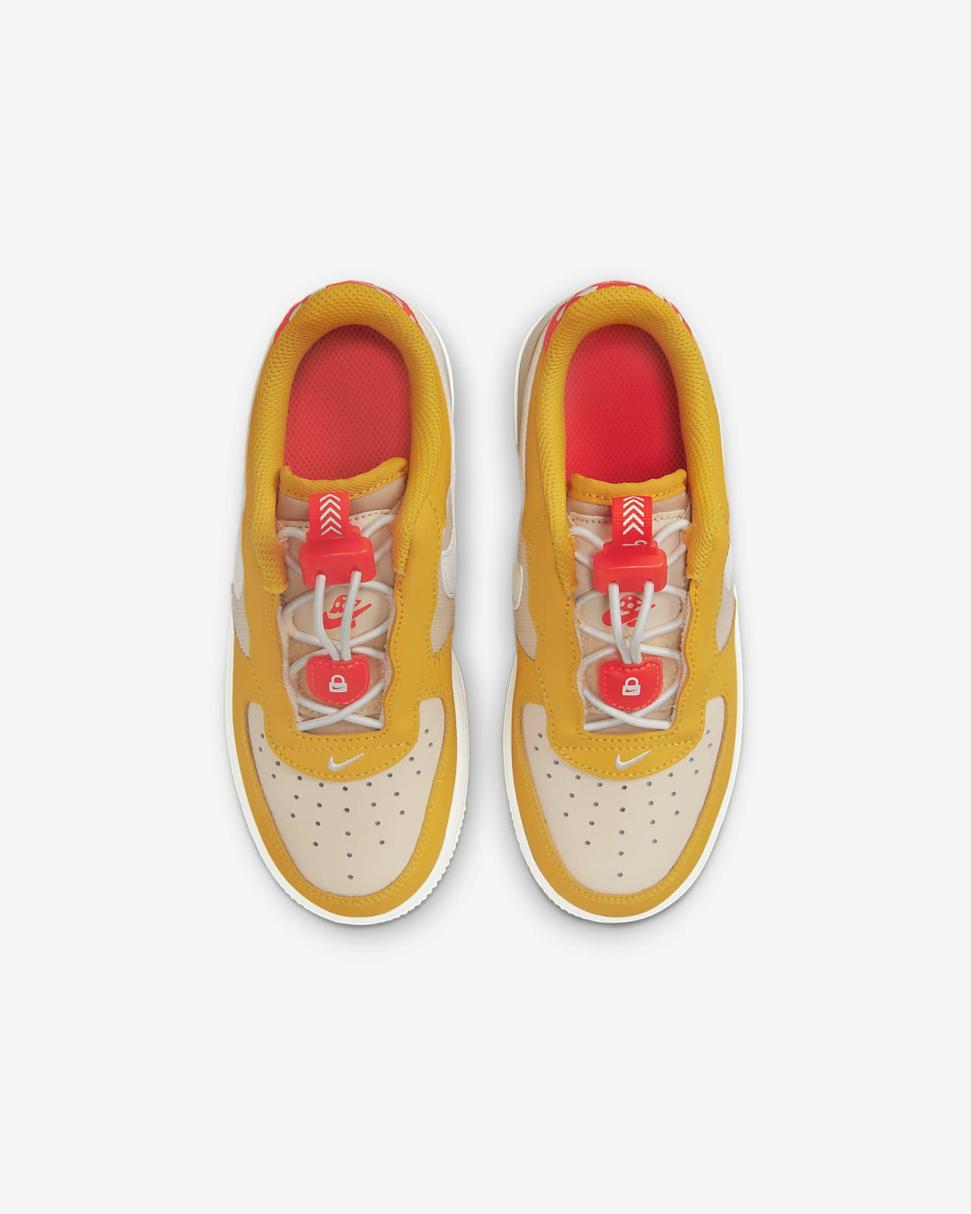 Nike Force 1 Toggle SE Yellow Ochre/Pearl White/Bright Crimson/Summit White | Kids Nike Air Force 1