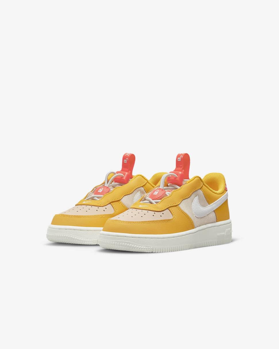 Nike Force 1 Toggle SE Yellow Ochre/Pearl White/Bright Crimson/Summit White | Kids Nike Air Force 1