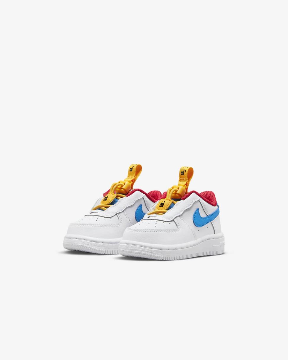 Nike Force 1 Toggle White/University Gold/University Red/Photo Blue | Kids Nike Lifestyle