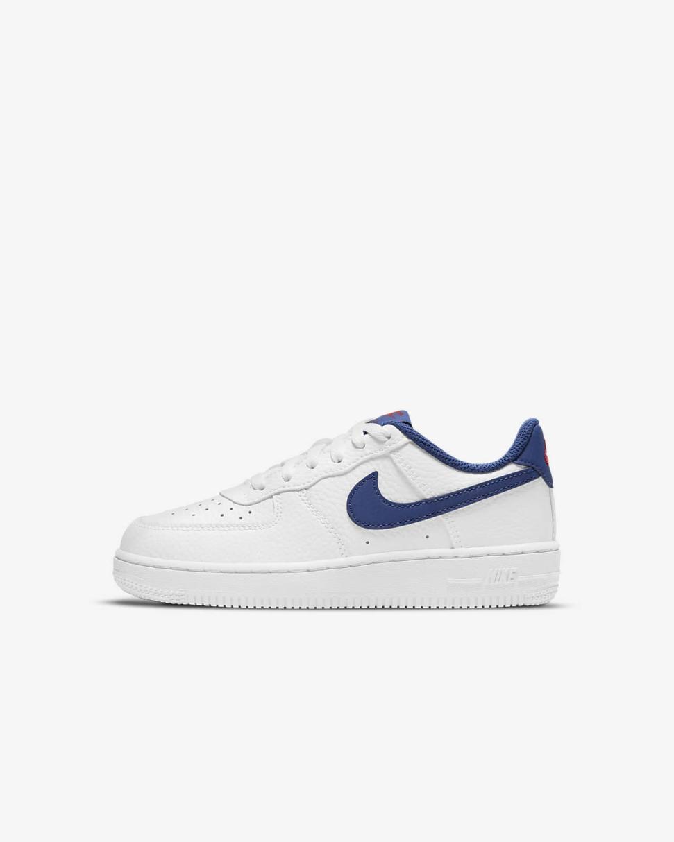 Nike Force 1 White/University Red/Deep Royal Blue | Kids Nike First Day Kicks
