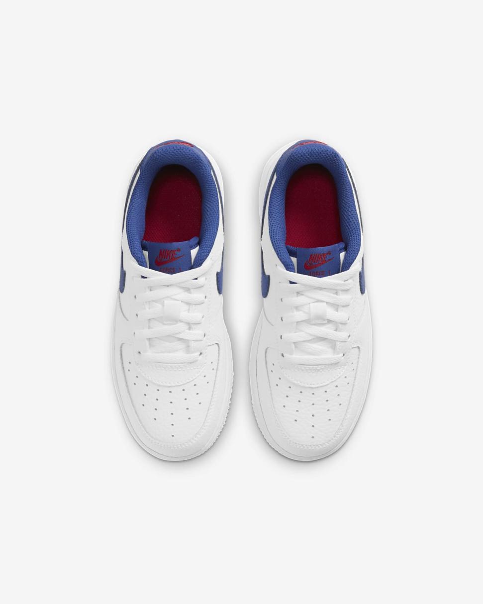 Nike Force 1 White/University Red/Deep Royal Blue | Kids Nike First Day Kicks