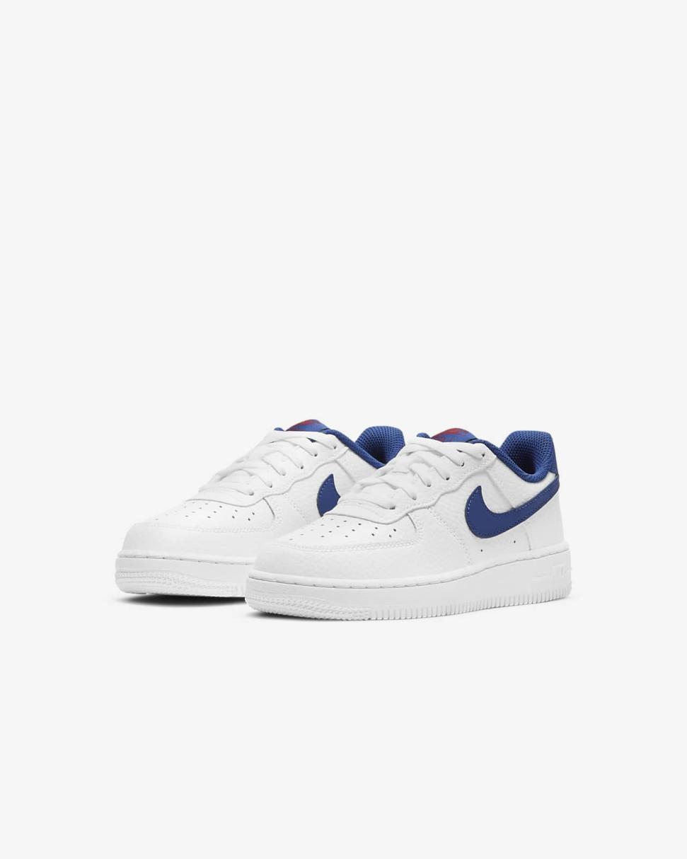 Nike Force 1 White/University Red/Deep Royal Blue | Kids Nike First Day Kicks