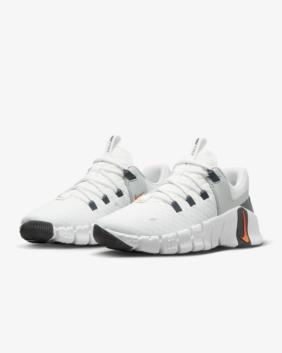 Nike Free Metcon 5 Summit White/Light Silver/Iron Grey/Bright Mandarin | Mens Nike First Day Kicks