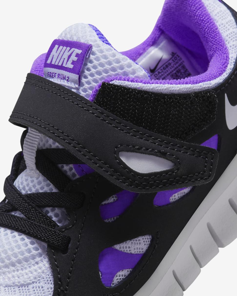 Nike Free Run 2 White/Black/Action Grape/White | Kids Nike Lifestyle