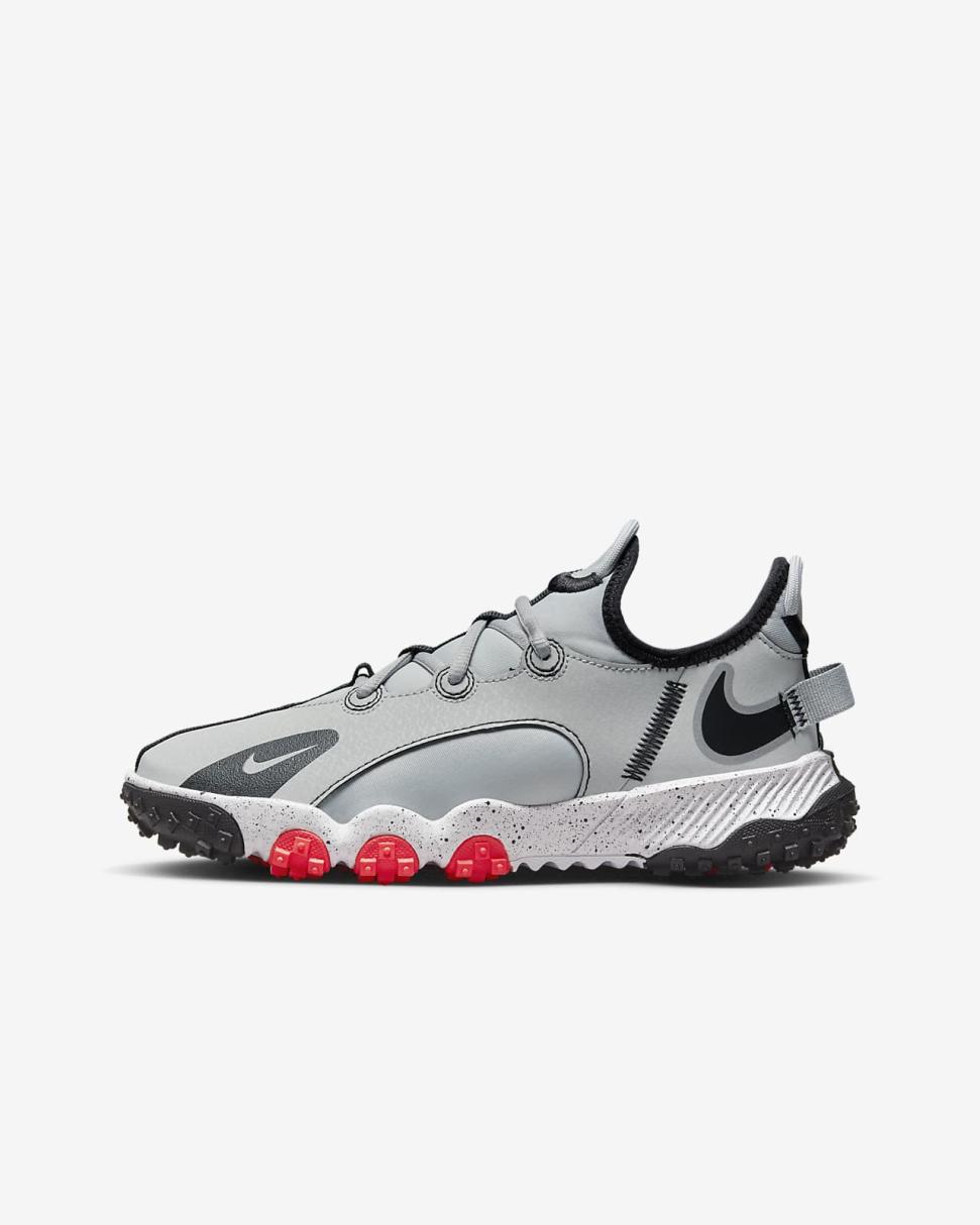Nike Future Field Light Smoke Grey/Bright Crimson/White/Black | Kids Nike Soccer
