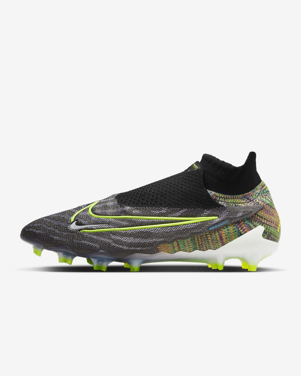 Nike Gripknit Phantom GX Elite Dynamic Fit Fusion FG Black/White/Blue Glow/Volt | Mens Nike Soccer