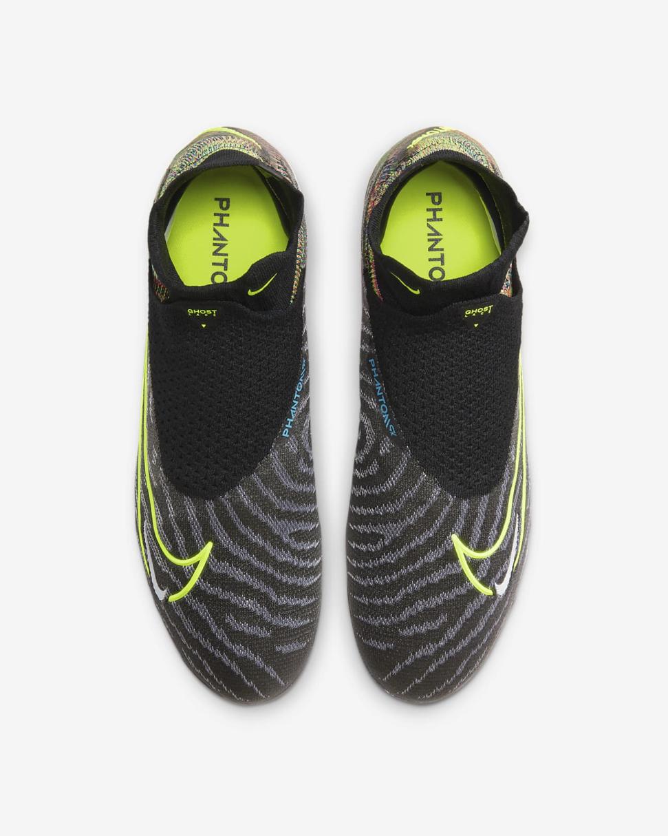 Nike Gripknit Phantom GX Elite Dynamic Fit Fusion FG Black/White/Blue Glow/Volt | Mens Nike Soccer