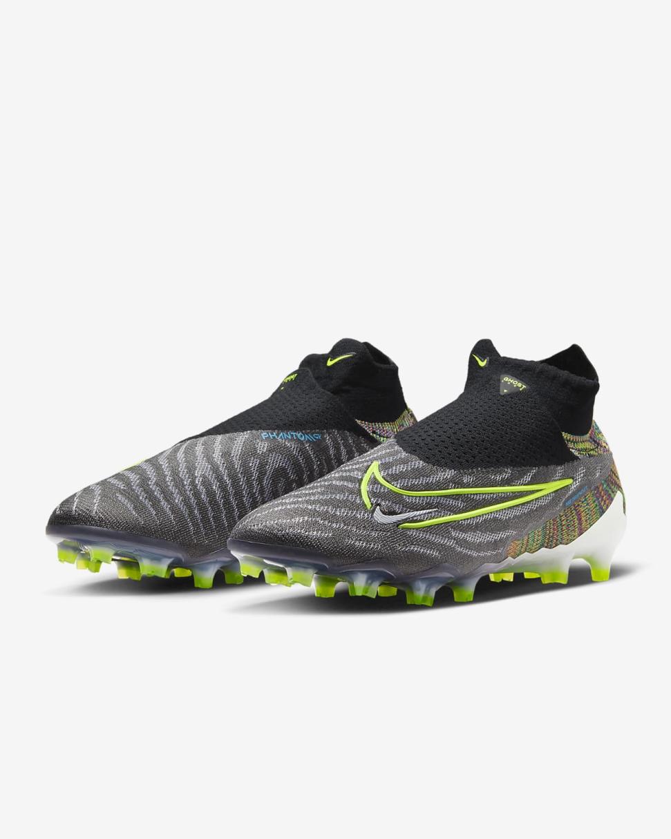Nike Gripknit Phantom GX Elite Dynamic Fit Fusion FG Black/White/Blue Glow/Volt | Mens Nike Soccer
