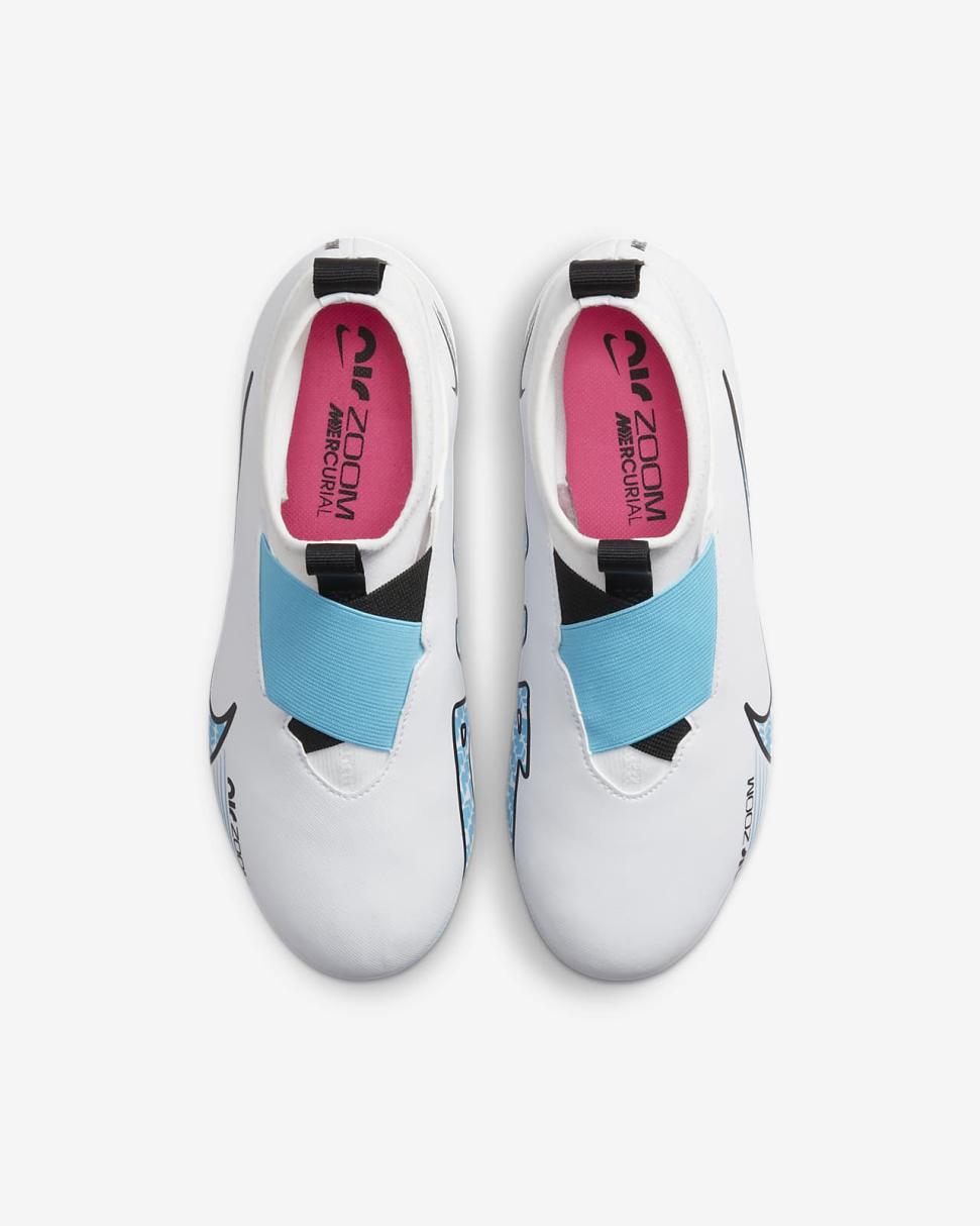 Nike Jr. Mercurial Superfly 9 Academy White/Pink Blast/Baltic Blue | Kids Nike Soccer
