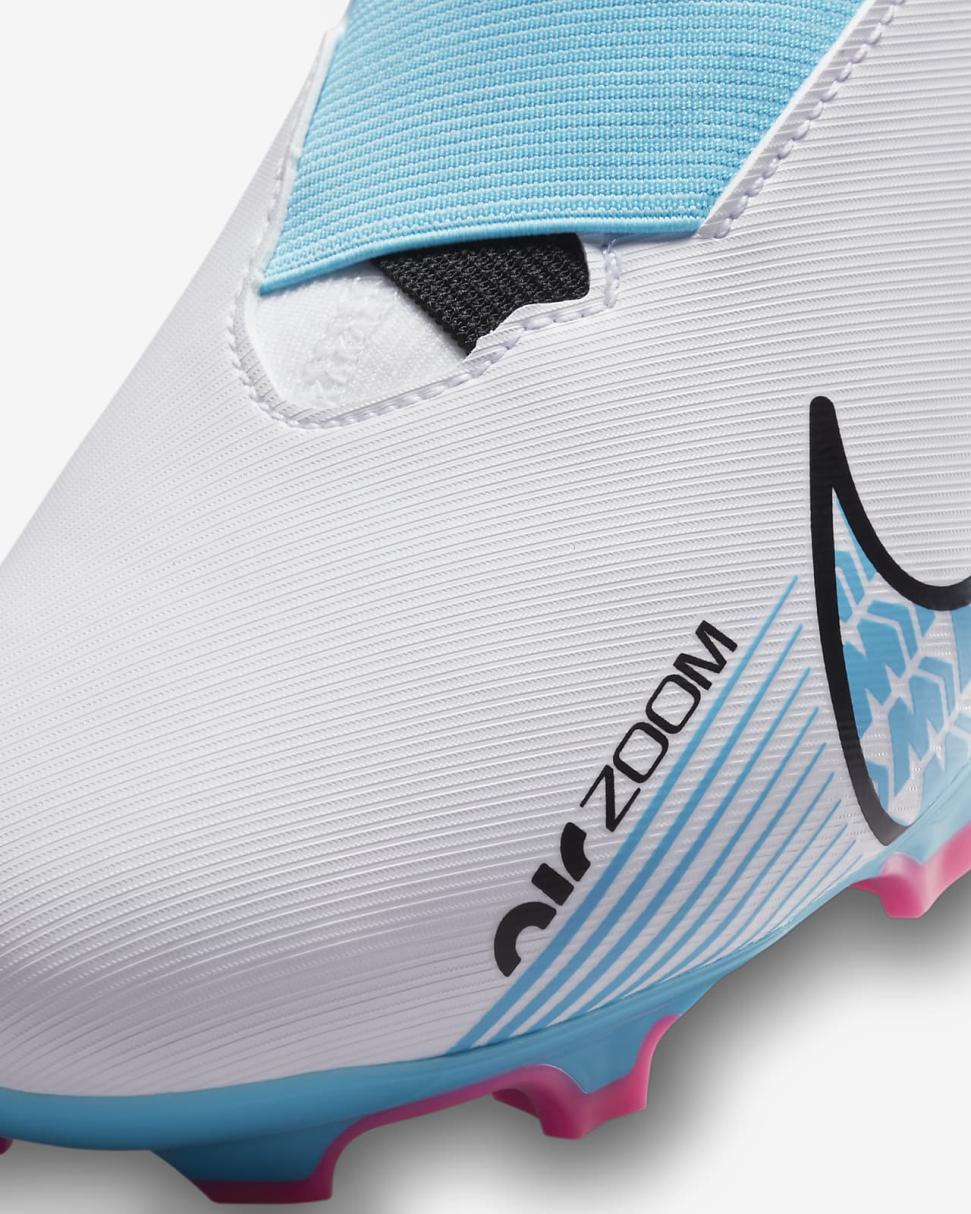 Nike Jr. Mercurial Superfly 9 Academy White/Pink Blast/Baltic Blue | Kids Nike Soccer