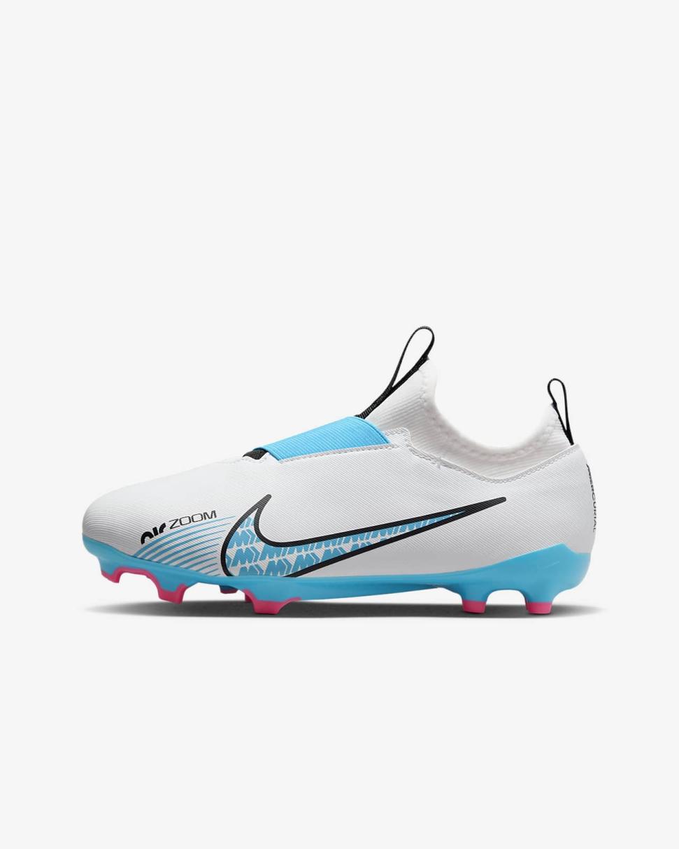 Nike Jr. Mercurial Vapor 15 Academy White/Pink Blast/Baltic Blue | Kids Nike First Day Kicks