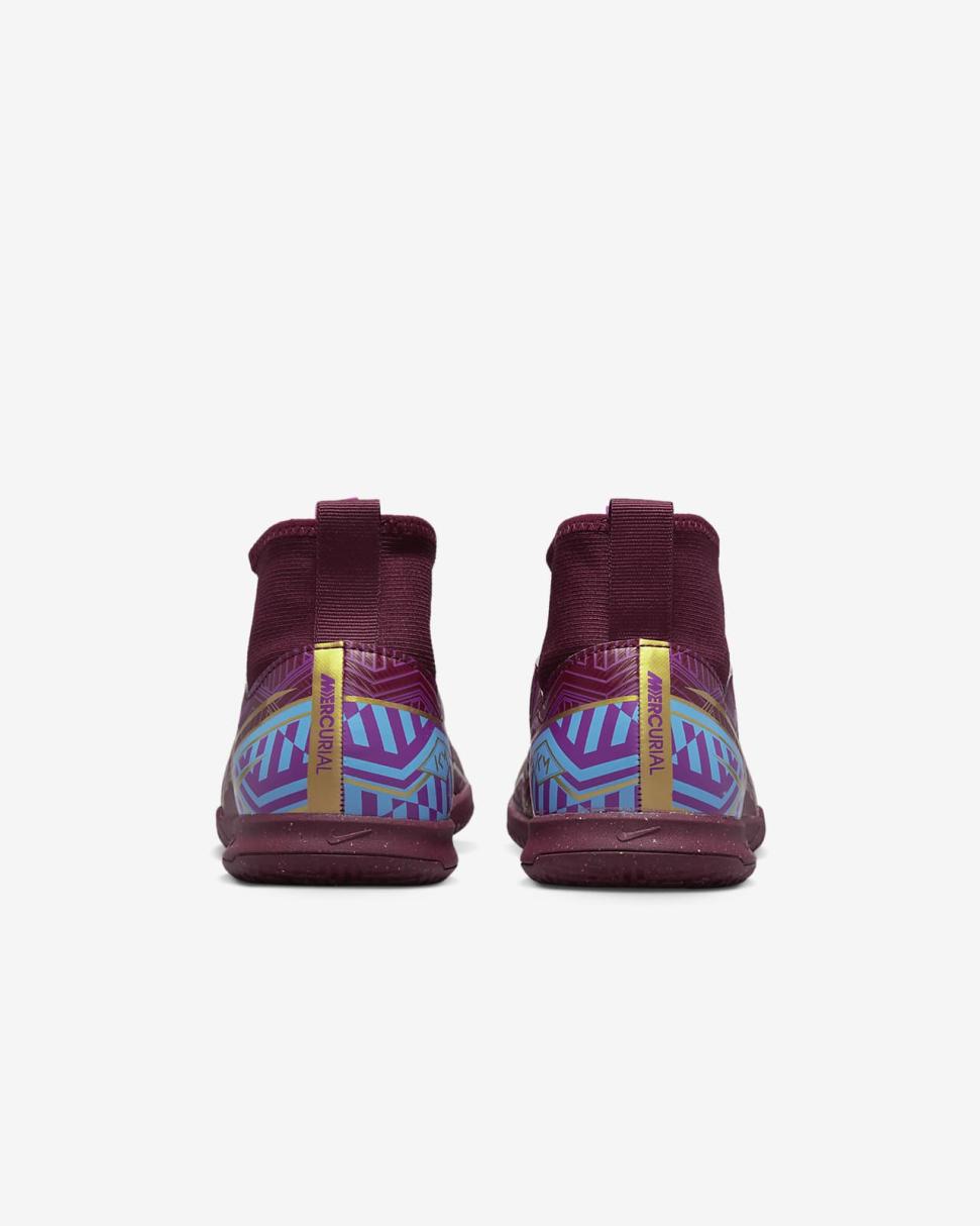 Nike Jr. Mercurial Zoom Superfly 9 Academy KM IC Dark Beetroot/University Blue/Vivid Purple/Metallic Vivid Gold | Kids Nike Soccer