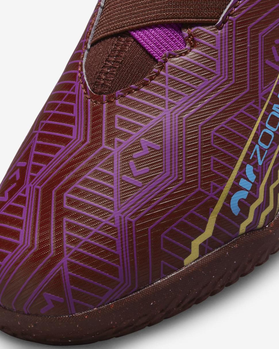 Nike Jr. Mercurial Zoom Superfly 9 Academy KM IC Dark Beetroot/University Blue/Vivid Purple/Metallic Vivid Gold | Kids Nike Soccer