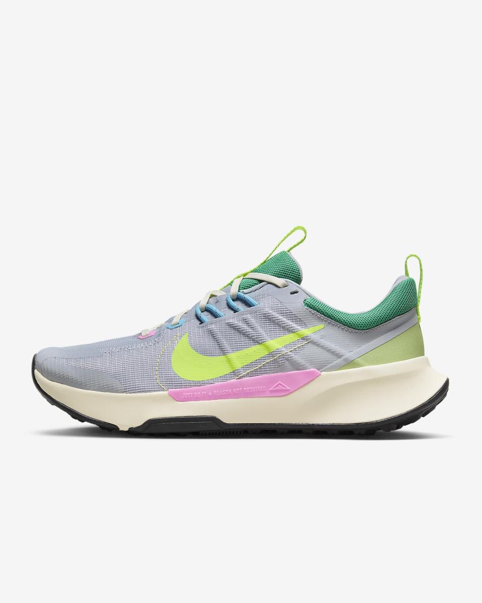 Nike Juniper Trail 2 Wolf Grey/Pink Spell/Stadium Green/Volt | Mens Nike First Day Kicks