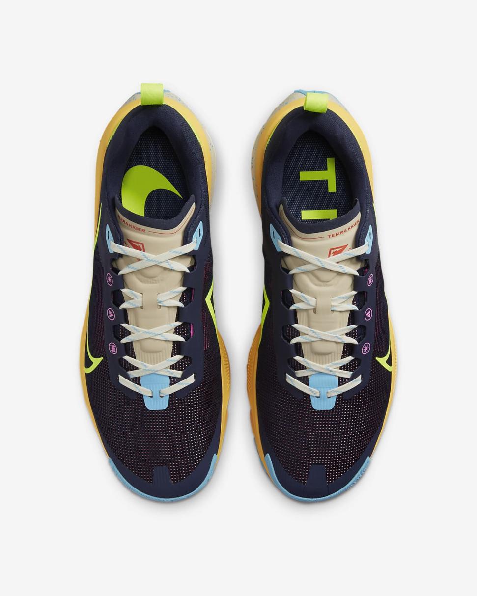 Nike Kiger 9 Obsidian/Citron Pulse/Baltic Blue/Volt | Mens Nike Running