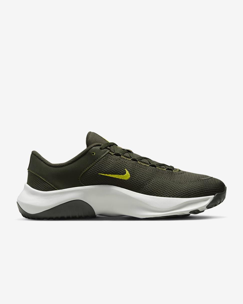 Nike Legend Essential 3 Next Nature Sequoia/Light Silver/Medium Olive/High Voltage | Mens Nike Training & Gym