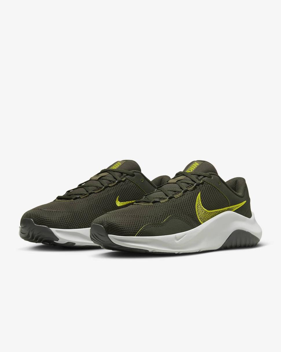 Nike Legend Essential 3 Next Nature Sequoia/Light Silver/Medium Olive/High Voltage | Mens Nike Training & Gym