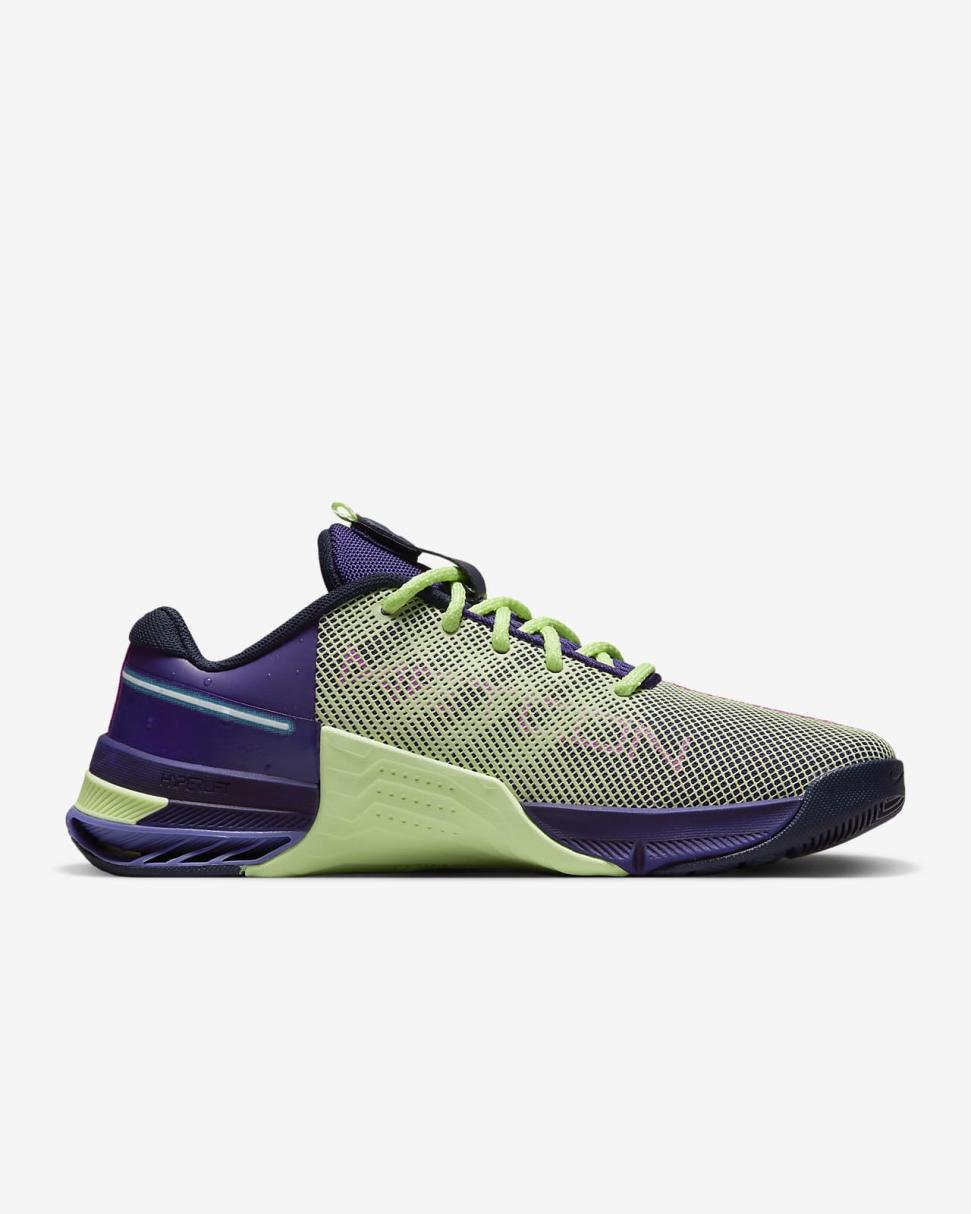 Nike Metcon 8 AMP Deep Purple/Barely Volt/Blackened Blue/Baltic Blue | Womens Nike Training & Gym