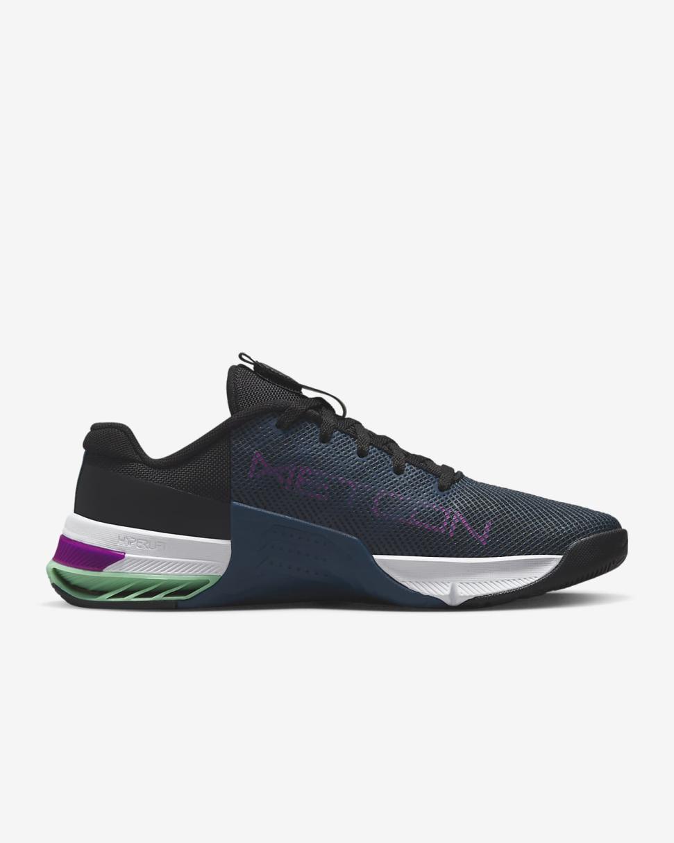 Nike Metcon 8 Black/Valerian Blue/Vivid Purple/Green Glow | Womens Nike Training & Gym