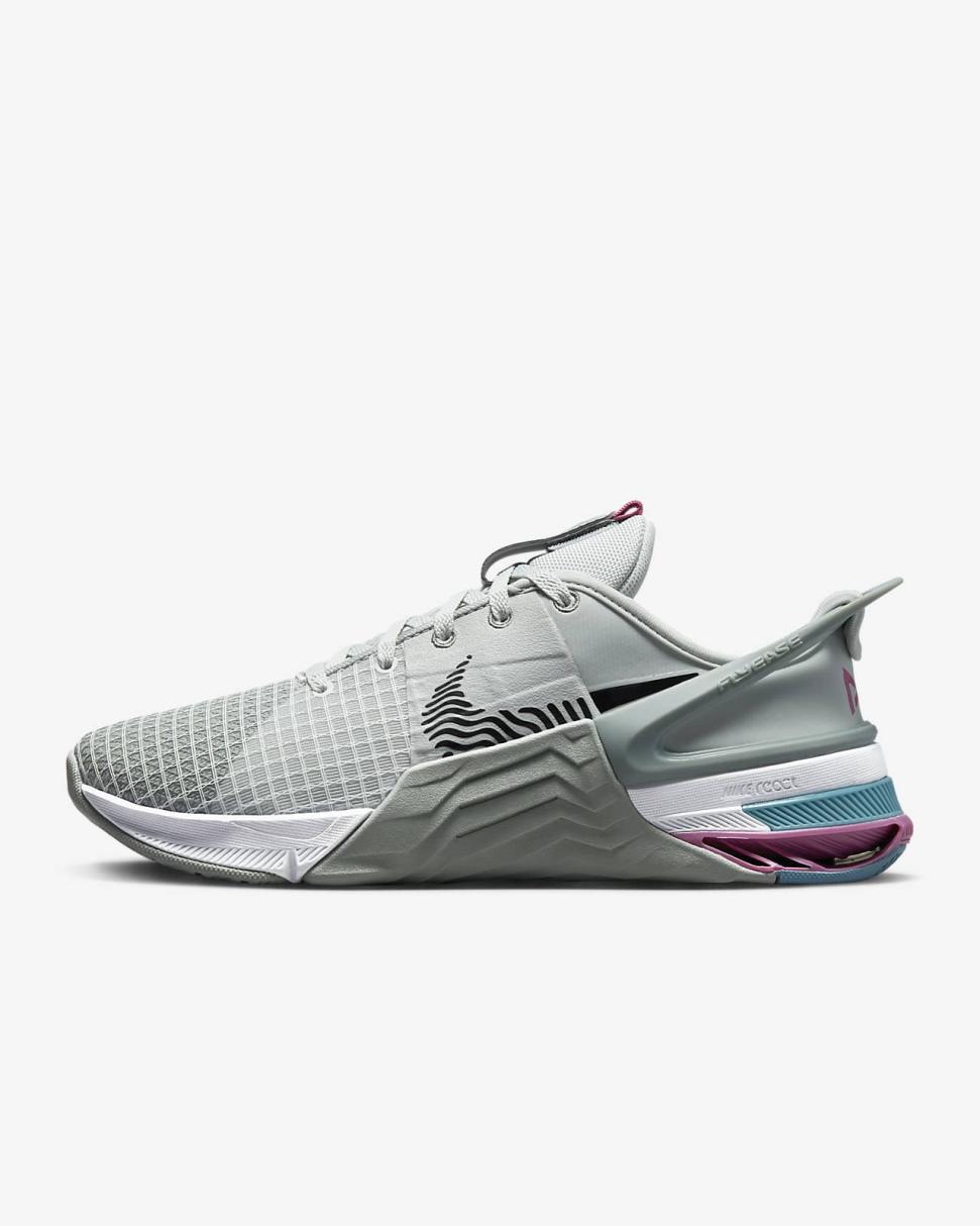 Nike Metcon 8 FlyEase Light Silver/Mica Green/Cosmic Fuchsia/Black | Womens Nike Training & Gym