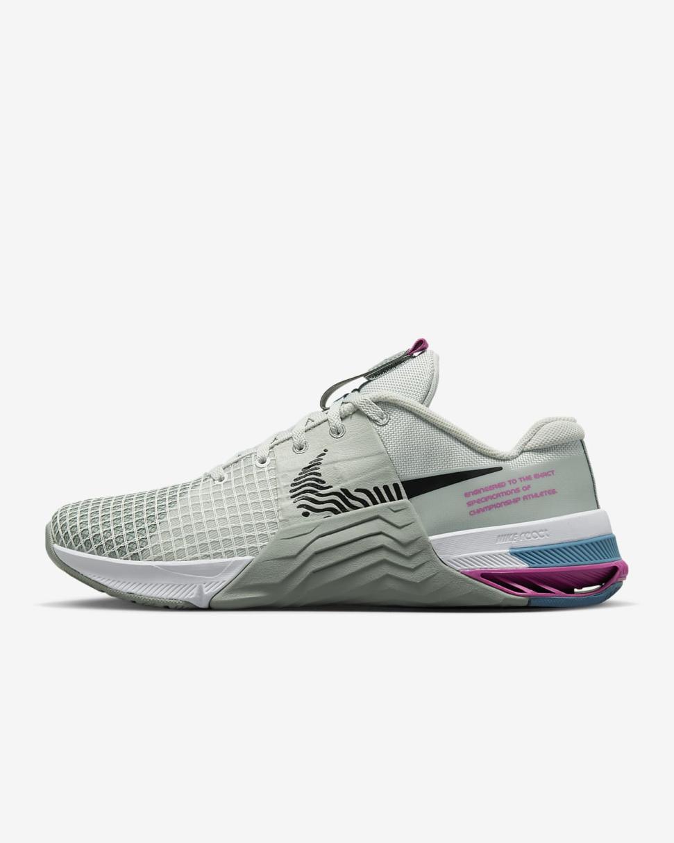 Nike Metcon 8 Light Silver/Mica Green/Cosmic Fuchsia/Black | Womens Nike Training & Gym