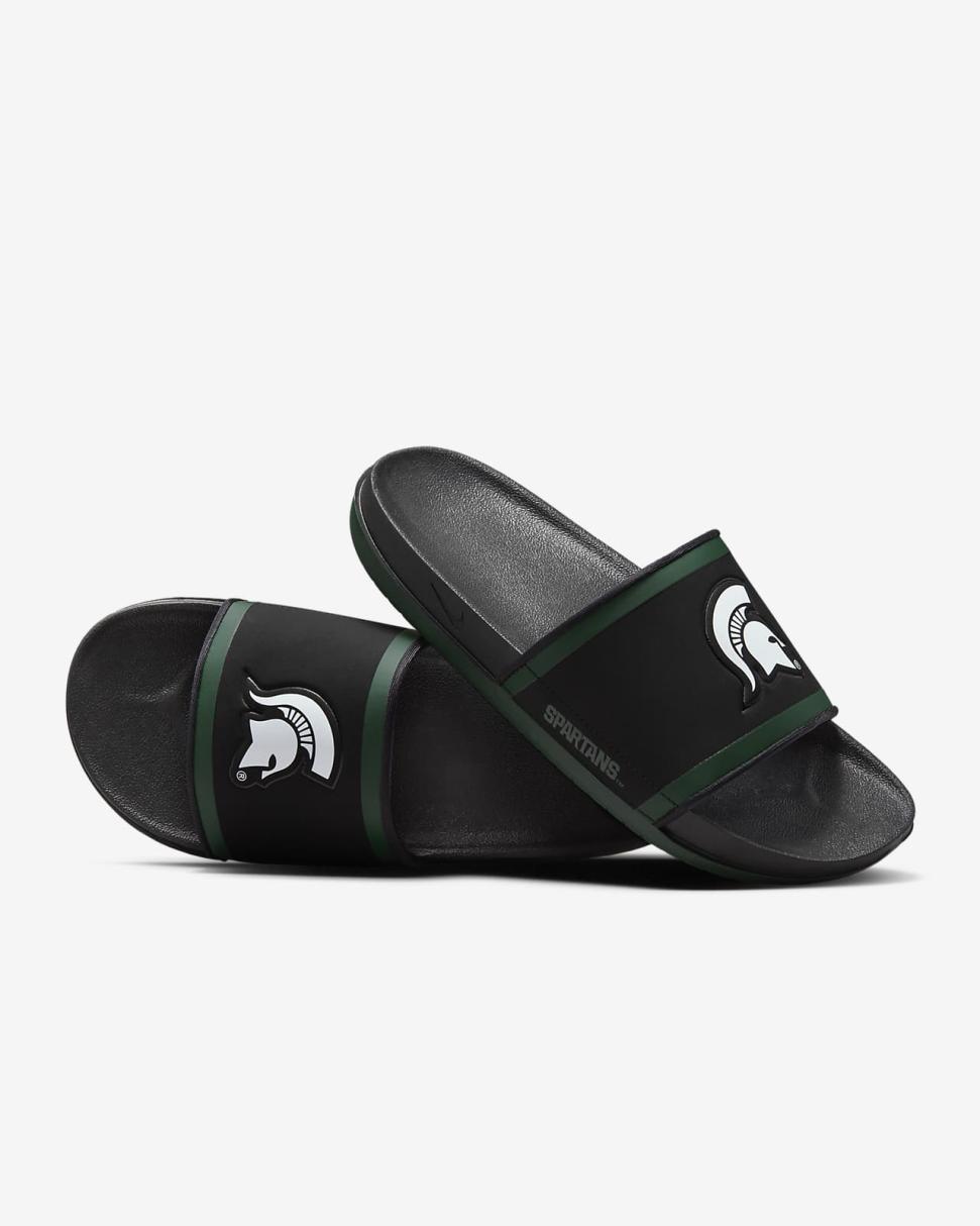 Nike Offcourt (Michigan State) Black/Pro Green/White | Mens Nike Slides