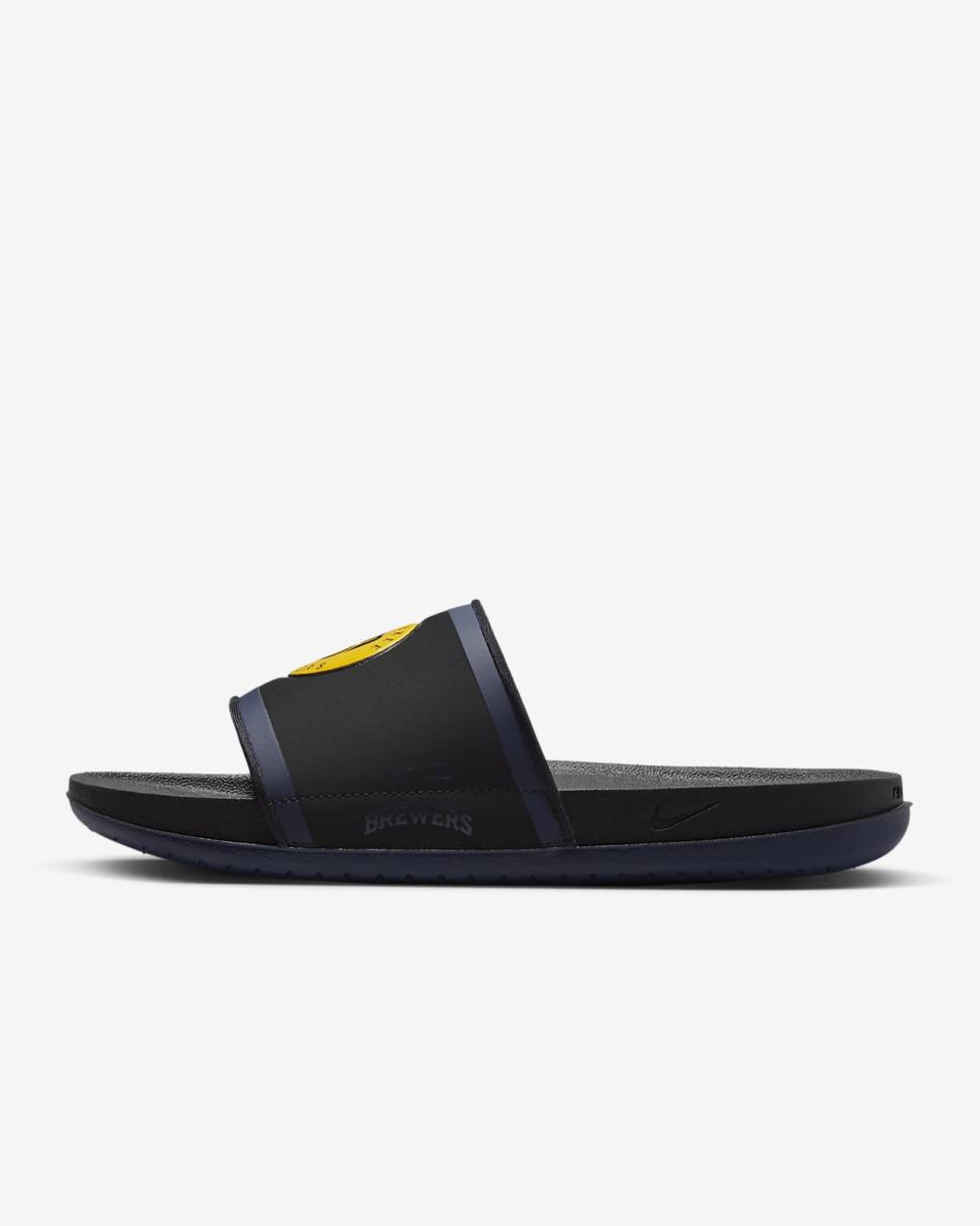 Nike Offcourt (MLB Milwaukee Brewers) Black/College Navy/Amarillo | Mens Nike Slides