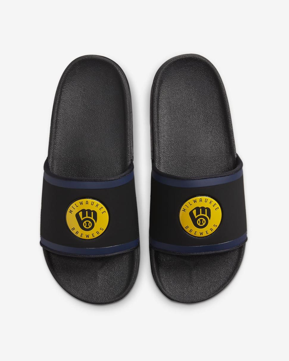 Nike Offcourt (MLB Milwaukee Brewers) Black/College Navy/Amarillo | Mens Nike Slides
