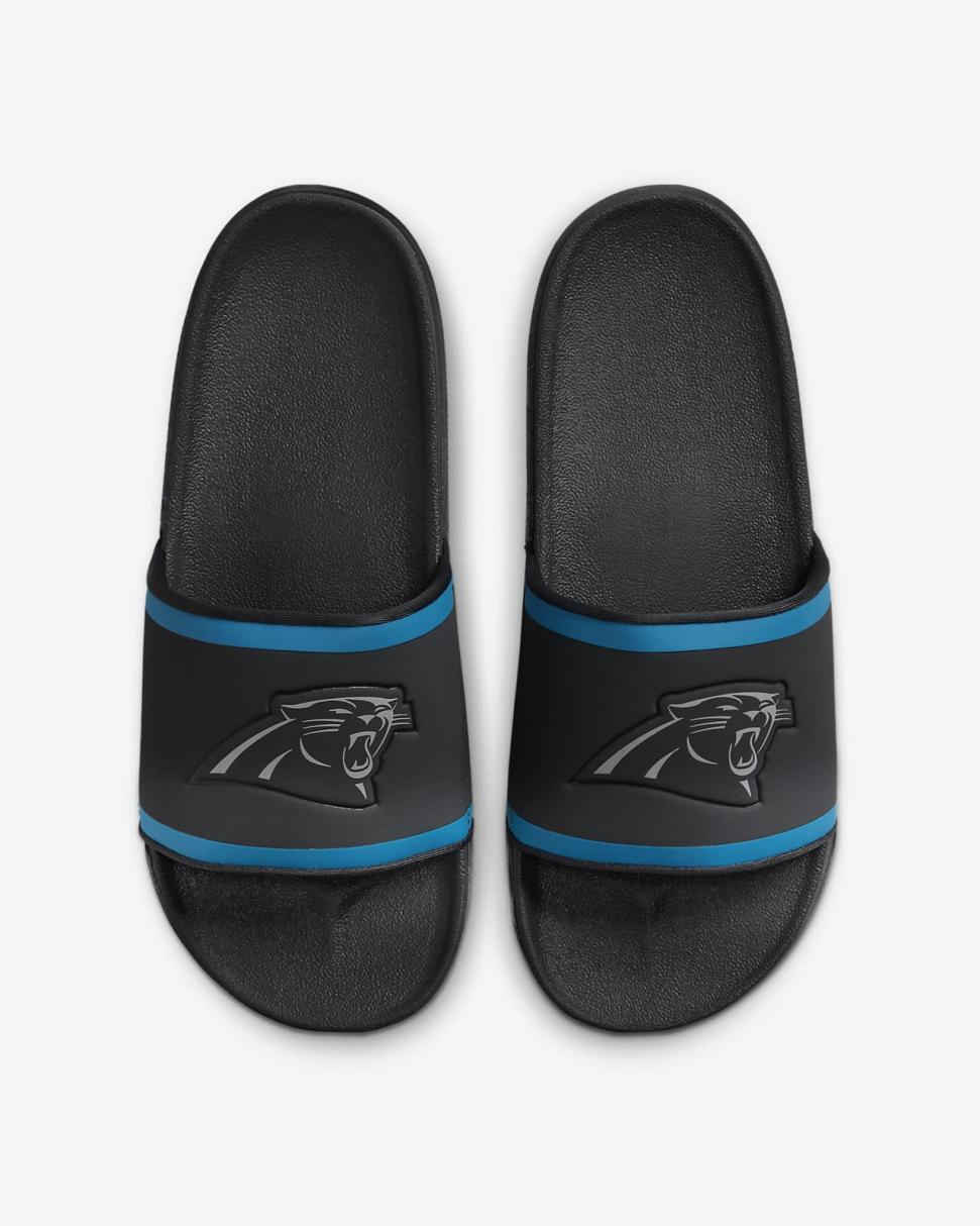 Nike Offcourt (NFL Carolina Panthers) Anthracite/Tidal Blue/Medium Silver | Mens Nike Slides