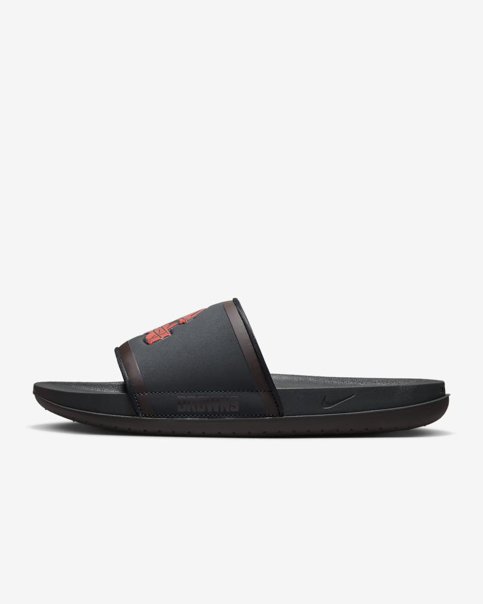 Nike Offcourt (NFL Cleveland Browns) Anthracite/Seal Brown/Team Orange | Mens Nike Slides