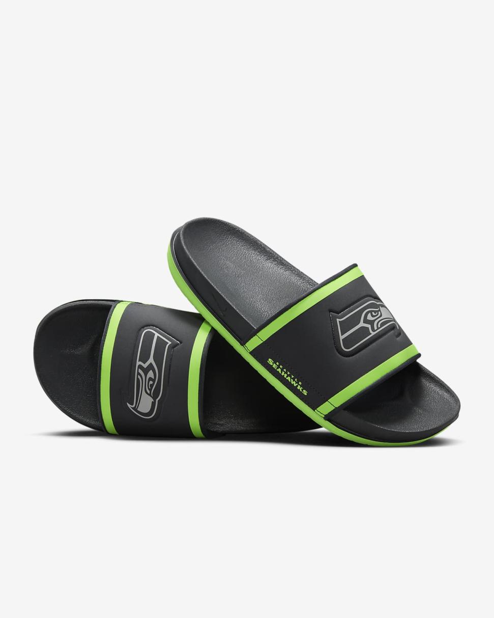 Nike Offcourt (NFL Seattle Seahawks) Anthracite/Action Green/Medium Silver | Mens Nike Slides