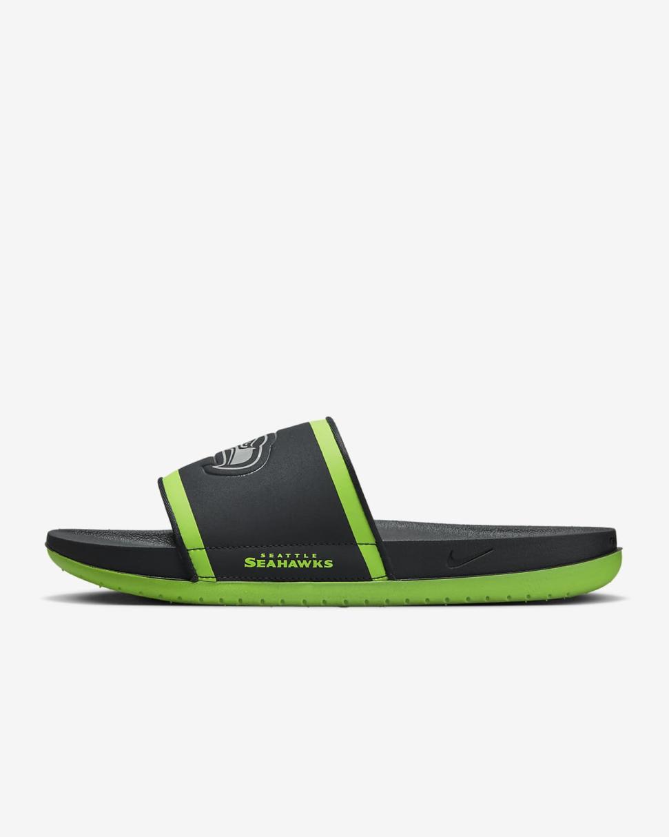Nike Offcourt (NFL Seattle Seahawks) Anthracite/Action Green/Medium Silver | Mens Nike Slides