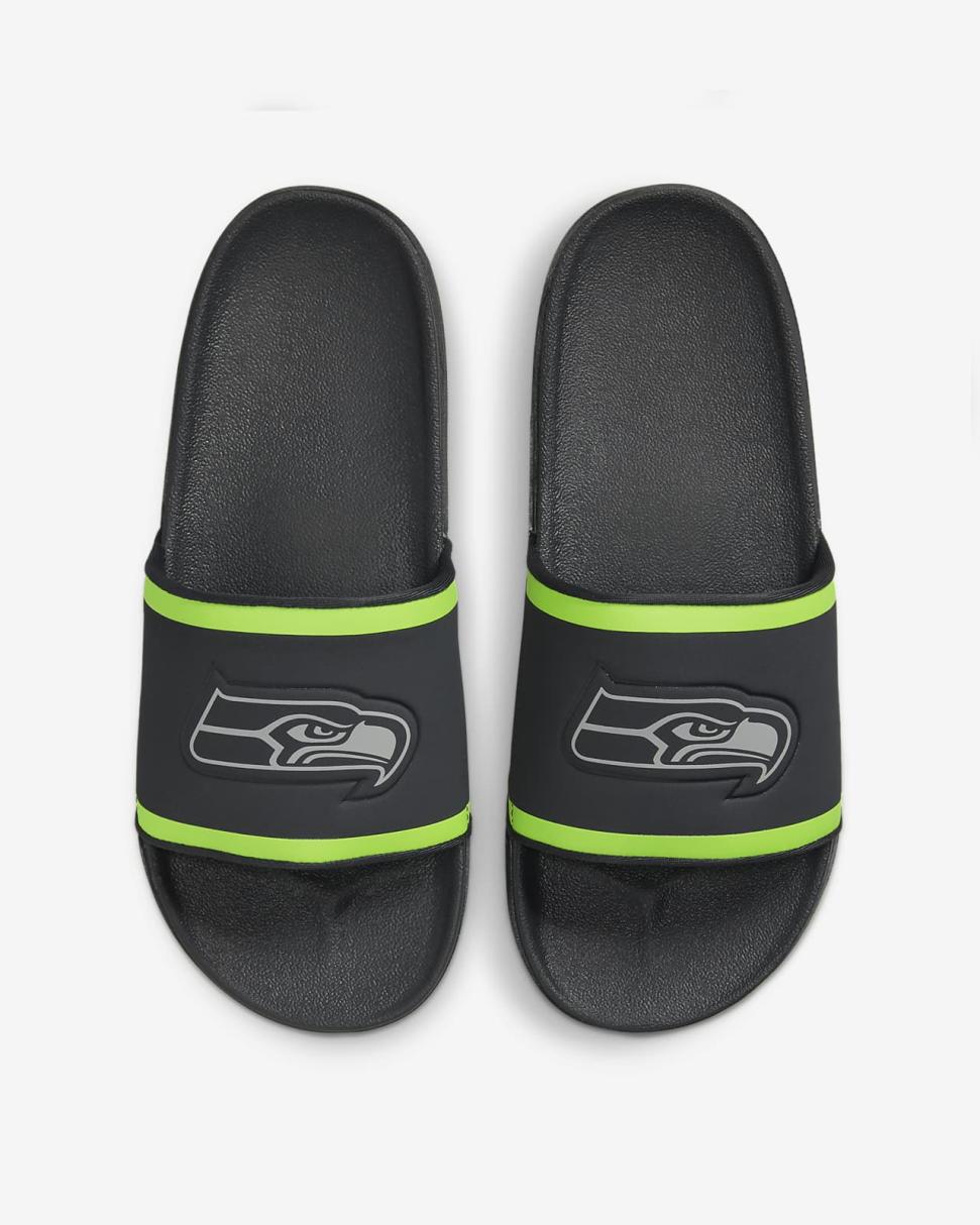 Nike Offcourt (NFL Seattle Seahawks) Anthracite/Action Green/Medium Silver | Mens Nike Slides